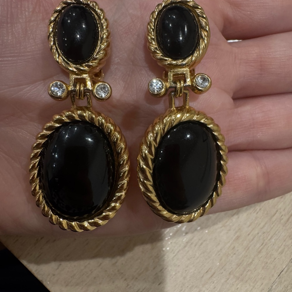 Elegant Black and Gold Earrings